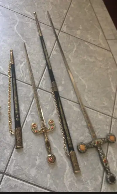 2 vintage Spain decorative swords with sheaths.large 32”., View more