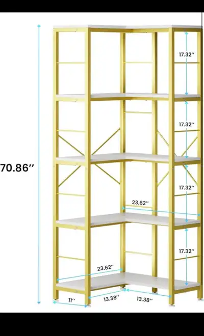 5-Tier Corner Bookshelf, 70.86" Tall Corner Bookcase,5-Shelf Ind, View more