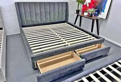 Elegant Upholstered Queen Bed Frame – Like New, View more