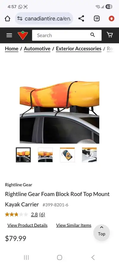 Brand new still in bag Rightline Gear Foam Block Roof Top Mount Kayak Carrier