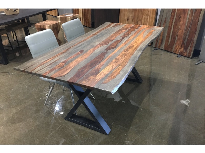 Table de cuisine en bois de rose gris massif 67"L x 36"W Mobilier de