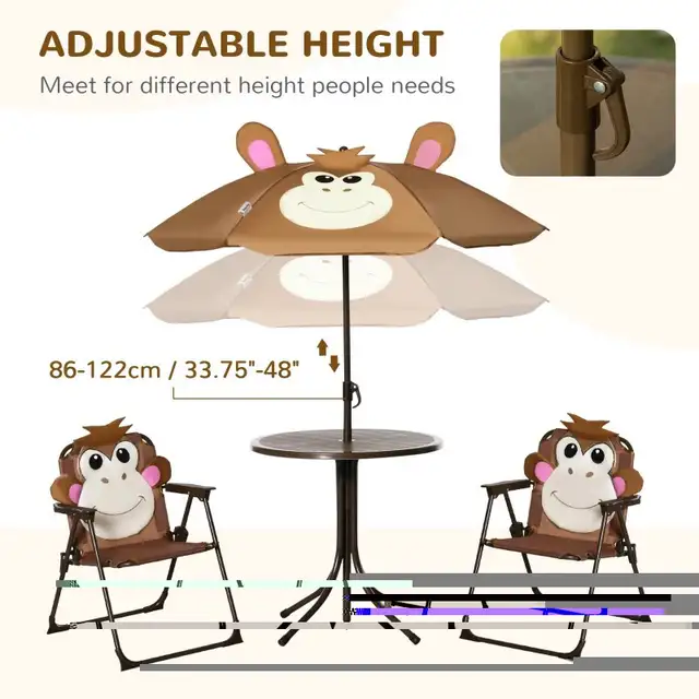 Kids Folding Picnic Table and Chair Set Pattern Outdoor Garden P in Patio & Garden Furniture in Markham / York Region - Image 7