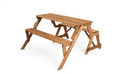 2-in-1 Transforming Interchangeable Wood Picnic Table Bench with, View more