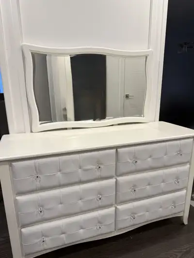 White Dresser with Mirror, 6 Drawers, View more