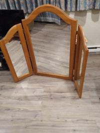 Solid trifold 3 way mirror.