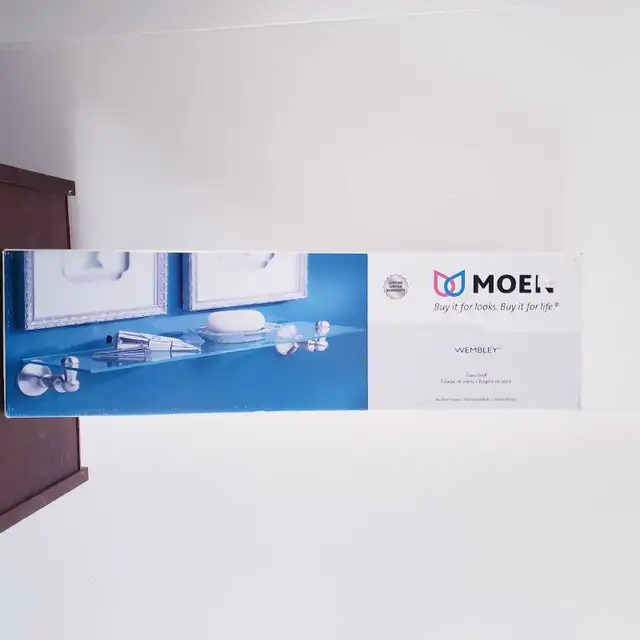 MOEN NEW IN BOX WEMBLEY Glass Shelf  in Home Décor & Accents in Ottawa - Image 9