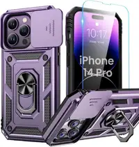 Goton - iPhone 14 Pro Case with Screen Protector, Slide Cover