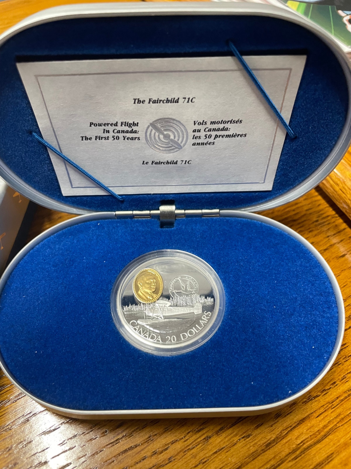 1993 Canada $20 Silver Coin Aviation Series I: Fairchild 71c, photo 1