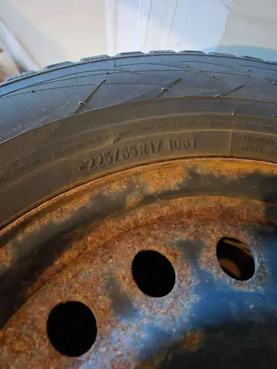 A set of winter tires on rims from 2013 Dodge grand caraVan. About 48000km on the tires with good co...