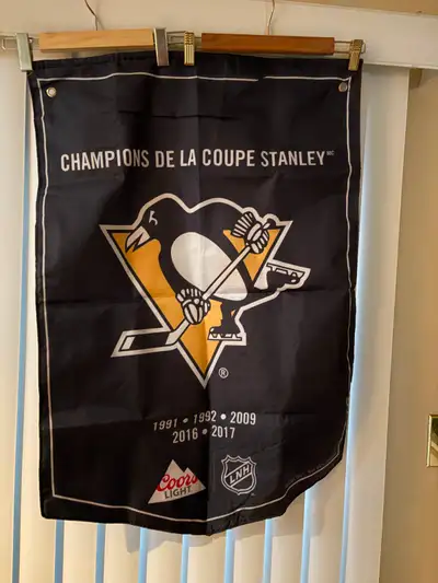 Pittsburgh Penguins 5-Time Stanley Cup Champions Banner Flag, View more