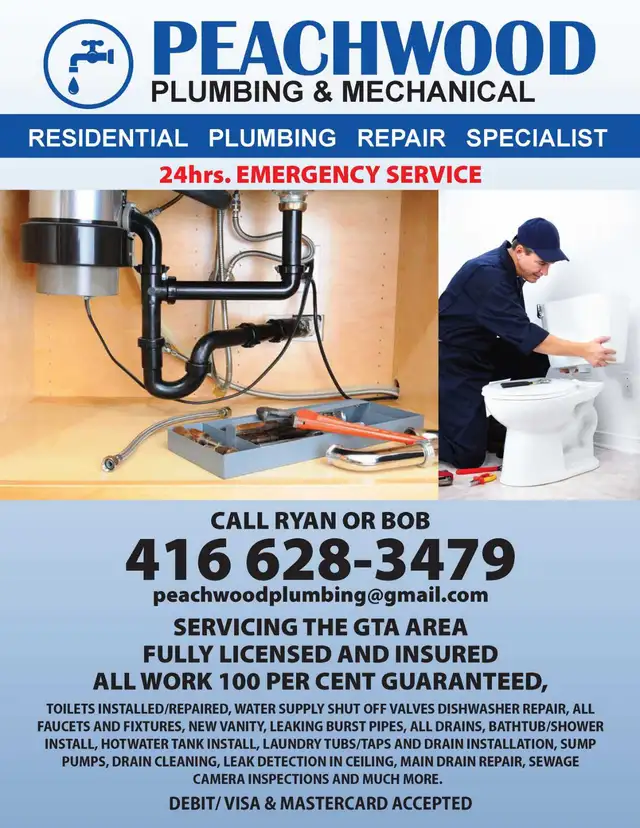 REASONABLE LICENSED PLUMBER CALL BOB 416 628-347962863722001025122