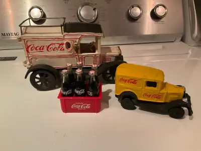 Vintage Coca-Cola Diecast Trucks and mini glass unopened coke, View more