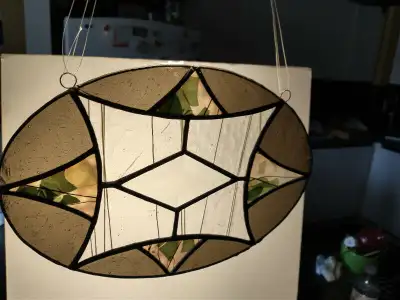 10" x 6" hand crafted stained glass window suncatcher., View more