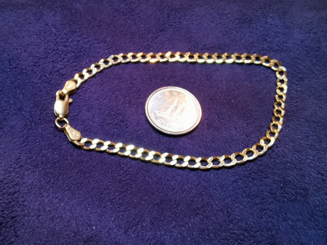 Bracelet cubin plat uni 7 - 1/2 pc 3,5 MM en or 10k in Jewellery & Watches in Saint-Jean-sur-Richelieu