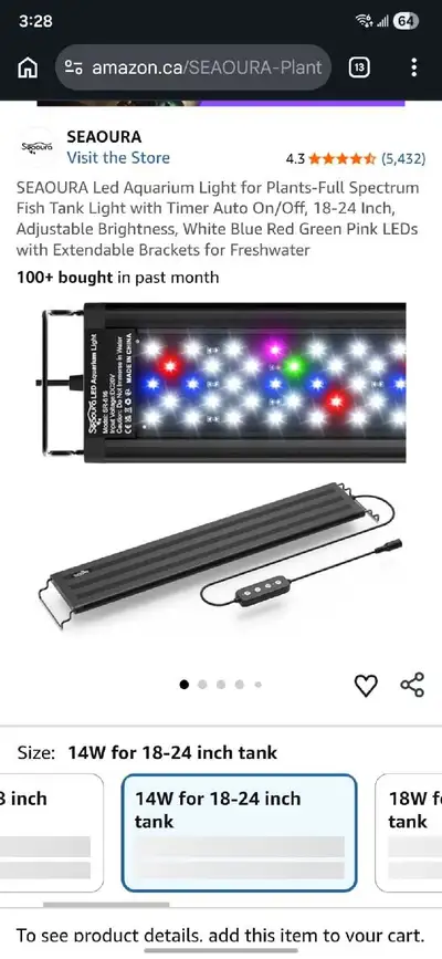SEAOURA Led Aquarium Light Brand new Never used Ordered but was too small and it was too late to ret...