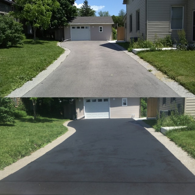 Matte Black Driveway Sealing & Asphalt Repair Interlock, Paving