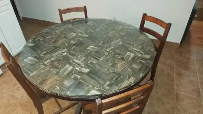 Wooden table with glass top, View more
