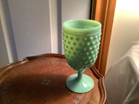Vintage Jadeite Hobnail Glass Goblet Wine Glass