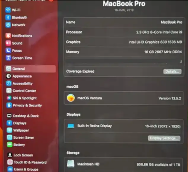 LOADED MINT 16" Apple MacBook PRO i9 8C 16GB 1TB SSD Software64744836242177124