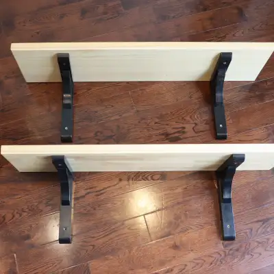 IKEA Solid Aspen Wall Shelves, (2) with Black Brackets, View more