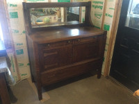 Arts and Crafts Signed Oak Sideboard with Mirror Panel, 1920s