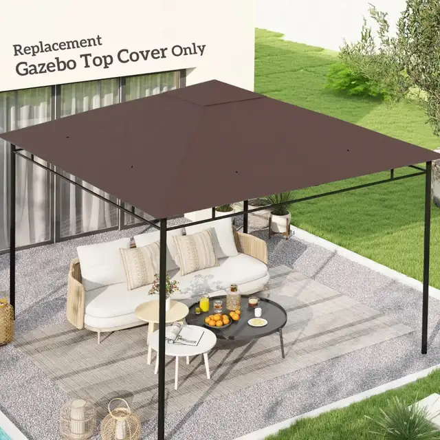 Coffee 10' x 10' top Square Gazebo Canopy Replacement UV Prote in Patio & Garden Furniture in Markham / York Region - Image 4