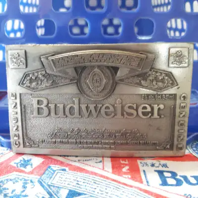 BUDWEISER ITEM BB13 GENUINE LABEL BELT BUCKLE, View more