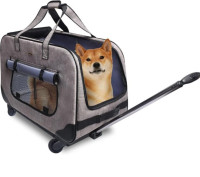 GJEASE Pet Rolling Carrier with Wheels for Up to 3