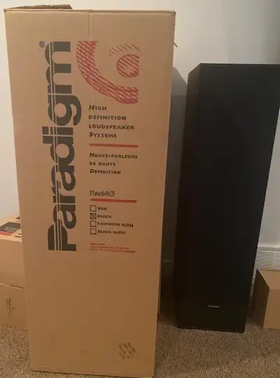 5 Black Paradigm Titan Speakers & Mirage Sub Woofer, View more