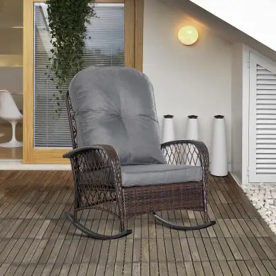 Rattan Rocking Chair, Outdoor Wicker Patio Rocker Chair Furnitur, View more