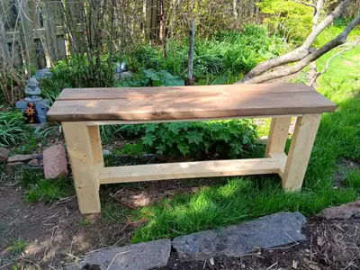 Handcrafted Outdoor Bench – Where Nature Meets Craftsmanship Made from the help of my kids right her...