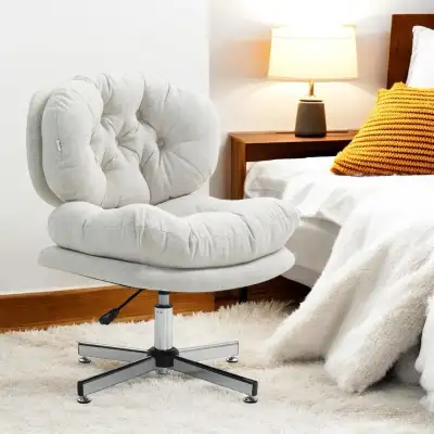 new Armless Office Chair – Cream White, Adjustable & Comfortable, View more