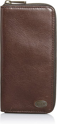 Fossil leather long wallet brown