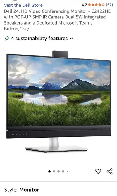 Dell 24" Video Conferencing Monitor with Speakers camera, View more