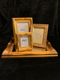 Beautiful 3 picture frames & mirror tray by Melannco