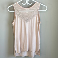 H and M High Neck Sleeveless Top with Lace Insert Womens Size XS