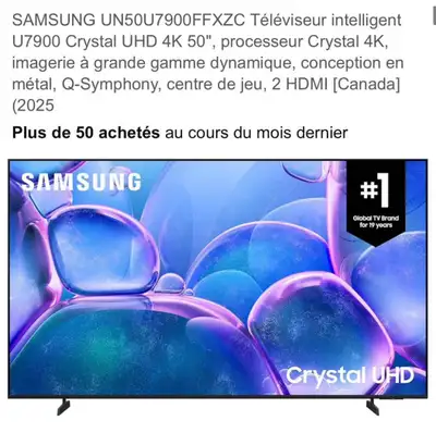 television Samsung 50" Crystal UHD 4K Smart TV, View more