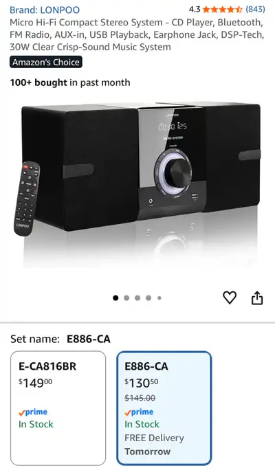 LONPOO Micro Hi-Fi Compact Stereo System, View more