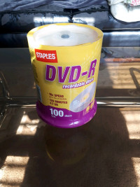 Staples DVD-R recordable discs 100 dvds 16x speed 120 min
