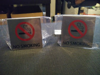 Countertop Stainless Steel "No Smoking" Tent Signs 2 1/2"x2 1/2"