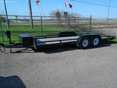 Car Float Tandem Axels 3500 lbs both with brakes Electric Winch, Power Jack, Tool Box Deck size 18 f...