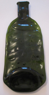 Flattened Melted Glass Wine Bottle Cheese Tray Wall Decor