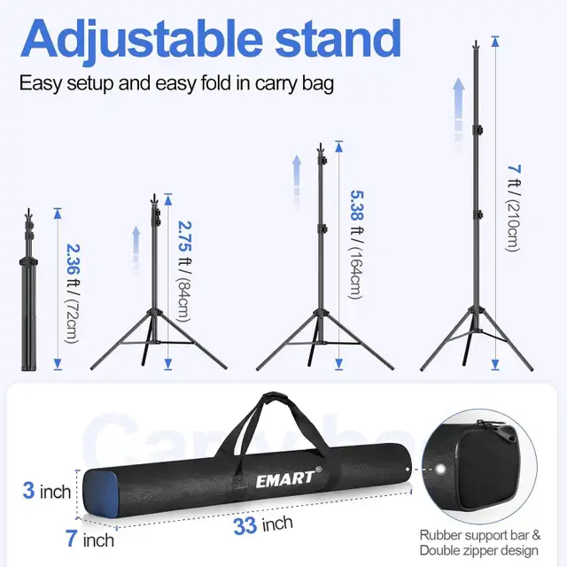 EMART Photography Backdrop Stand Kit, 10x7' Adj, 4 Clamps, Bag in Cameras & Camcorders in London - Image 5