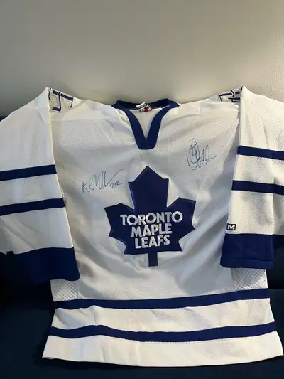 DOUG GILMOUR & KIRK MULLER Auotgraphed CCM Leafs licensed jersey, View more