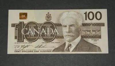 1988 $100 Dollar bills (paper money, currency, bank of Canada), View more