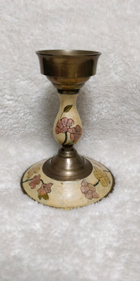 Solid brass large candle holder Cloisonné / enameled