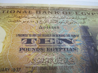 1937 Egypt Ten Pound Banknote-------------SCARCE
