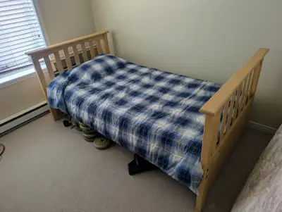 Single Bed With Matress, Sheets & Pillow (real wood), View more