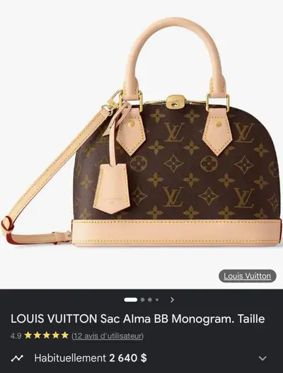 Sac Louis Vuitton 1:1 mais sans les poignées