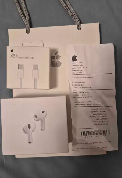 AirPods Pro 3 with its bag, receipt and charger. It has 2 years of AppleCare+ Let me know if you are...